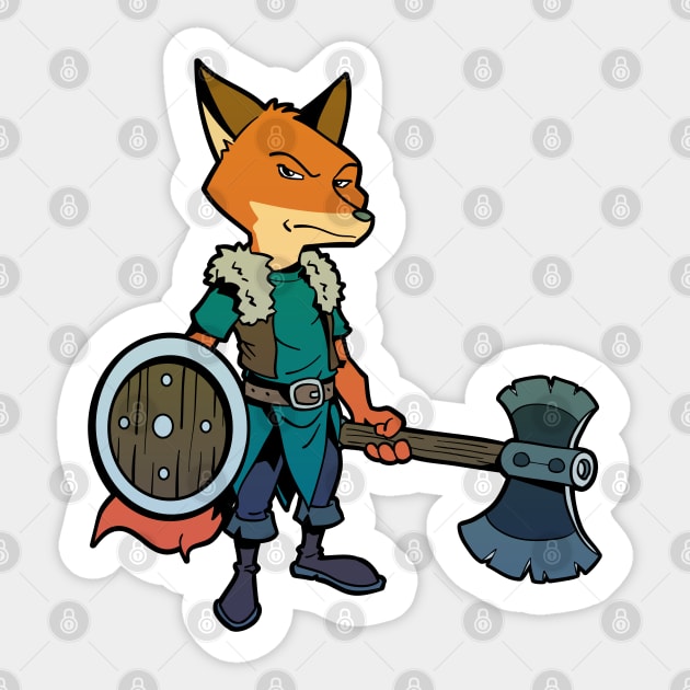 Comic animals - Fox Viking Sticker by Modern Medieval Design